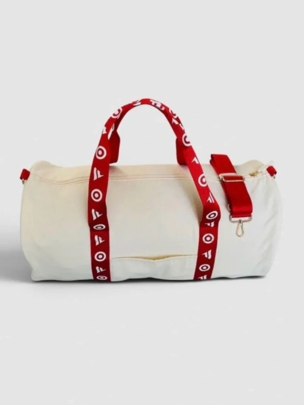 Official Target x Fanatic Fest Cream Canvas Duffel Bag with Red Straps